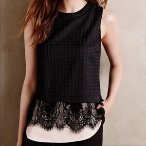 Greylin black and pink sleeveless textured blouse